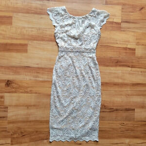 ABS Allen  Schwartz White/Cream Lace Cap Sleeve Dress Size XS